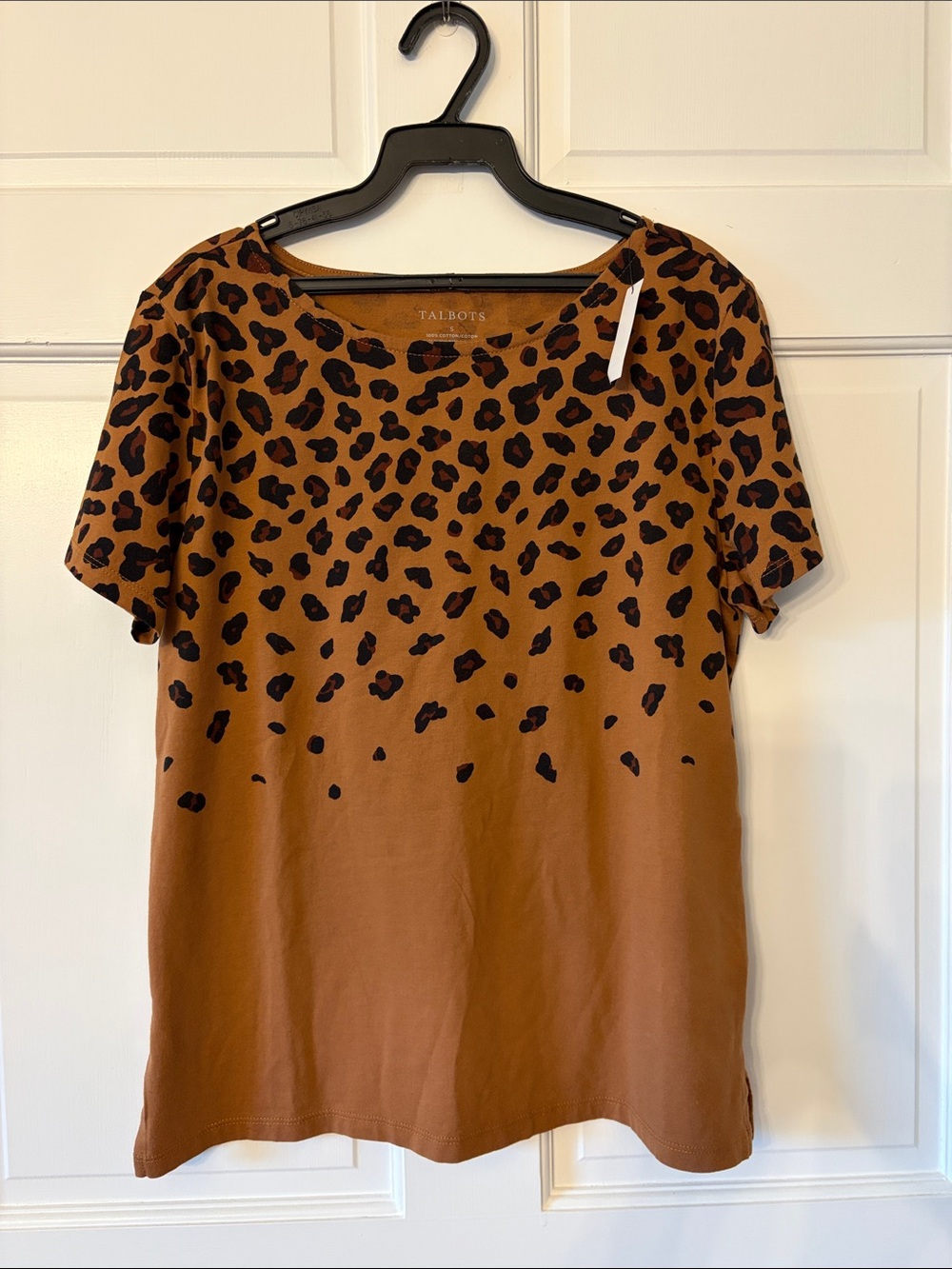 Talbots Brown Leopard-Print Short Sleeve Tee